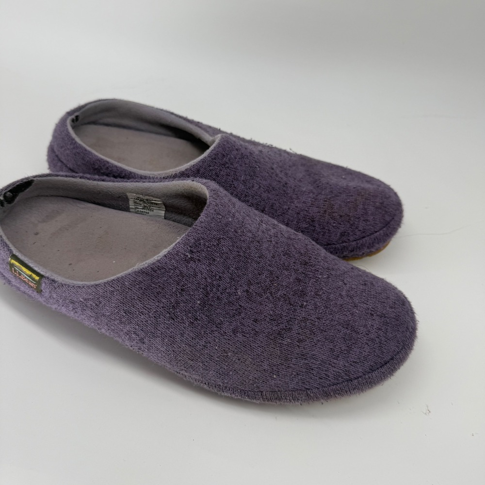LL Bean Womens 10 Medium Purple Fleece Daybreak Scuff Slippers Mules 221701
